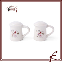 customized logo wholesale white ceramic salt and pepper shaker set